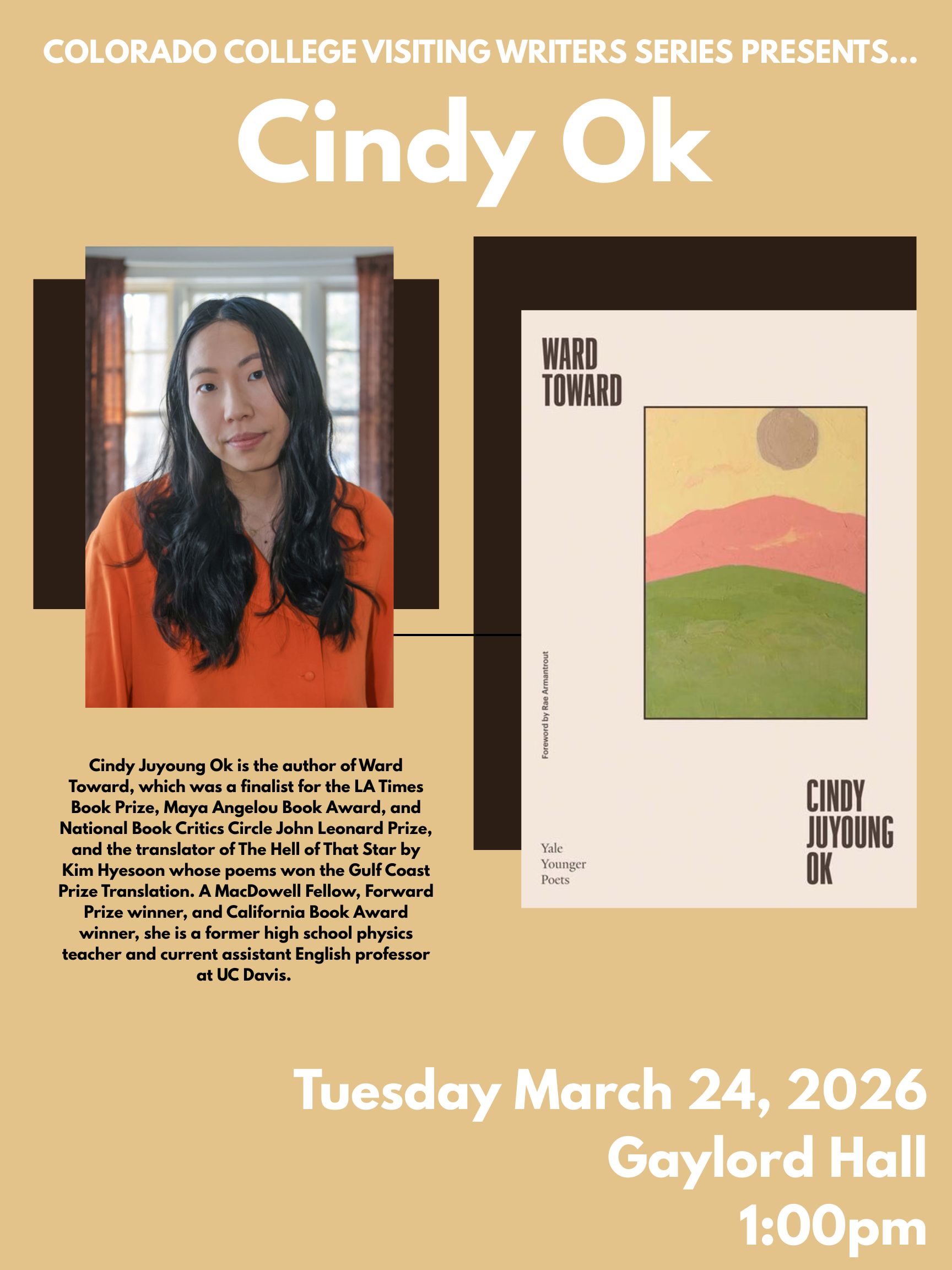 A photo of Cindy OK and a photo of her book. 