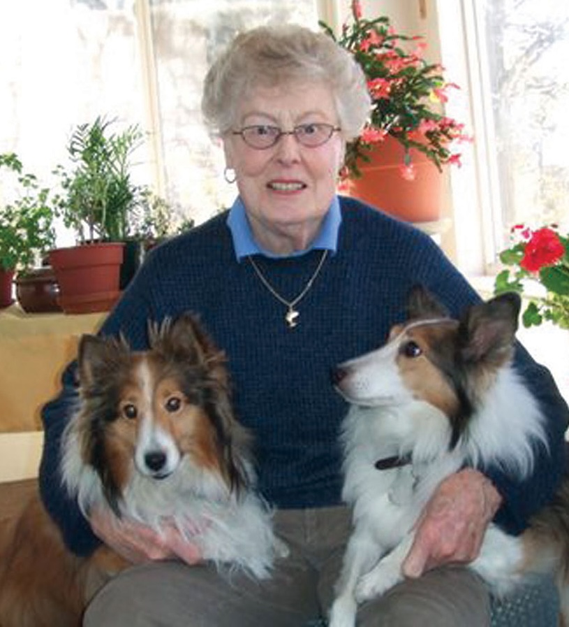 Jane Cauvel with two shelties