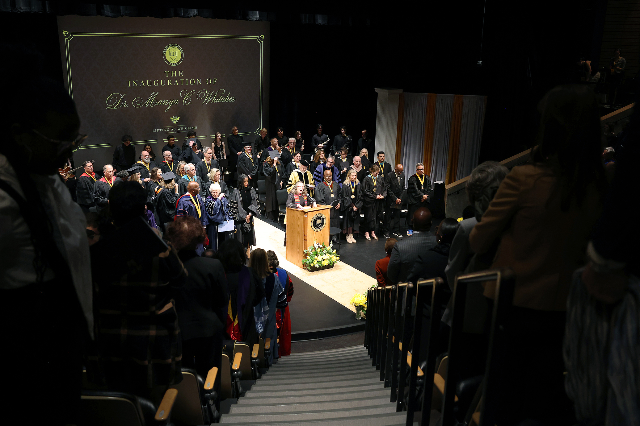 Opening Invocation, read by Chaplain Kate Holbrook, at the Presidential Inauguration of Dr. Manya Whitaker in Richard Celeste Theatre at Cornerstone Arts Center on November 8, 2025. Photo by Jamie Cotten / Colorado College