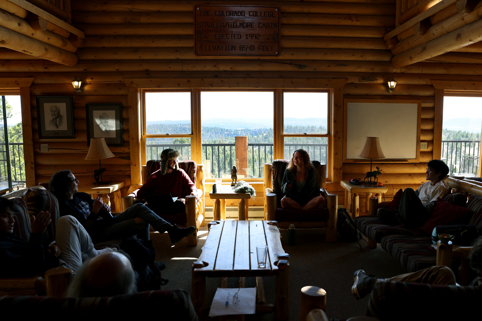 photo of a discussion at the CC cabin