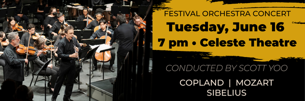 Festival Orchestra Concert conducted by Scott Yoo, June 16, 7 p.m., Celeste Theatre